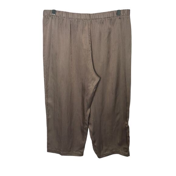 Eileen Fisher Women’s Silk Wide Leg Crop Pants Brown Stripe Petite Large - Picture 2 of 15